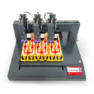 IEGG Pro: Codificador automático con tres cartuchos, capaz de imprimir en dos franjas por cubeta. Aumenta la velocidad y uniformidad del marcado sin necesidad de una línea industrial.
Perfecto para productores medianos que buscan más productividad y mejor presentación.